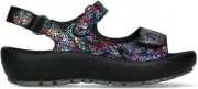 WOLKY Women's RIO Hook & Loop Strap Sandal, Black Multi Crash Suede, Size EU 42