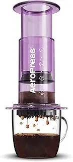 AeroPress Clear Purple Coffee Press – 3 In 1 Brew Method Combines French Press, Pourover, Espresso, Full Bodied Coffee Without Grit or Bitterness, Small Portable Coffee Maker for Camping & Travel.