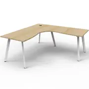 RAPIDLINE RAPID ETERNITY CORNER WORKSTATION 1 Person W1800 x W1500 x D750 x H730mm Natural Oak Top White Frame