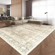 Machine Washable Rug 6'x9' - Vintage Design Area Rugs with 6'x 9' Beige Sand