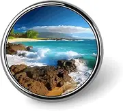 [FZMVSQH] Hawaii Beach Printed Round Button Pin Badges Metal Pinback Buttons 1 Inch Pins for Hat Shirt Clothing Bags Decoration, Circular, Aluminum, Circular, Aluminum