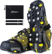 [SHEEFLY] Ice Grips for Shoes and Boots,Upgraded Non Slip Gripper Spikes Ice Traction Cleat,Ice & Snow Grips Crampons with 12 Steel Studs for Women Men Perfect for Ice Fishing Hiking Walking Climbing