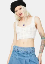 Posh Beauty Plaid Sweetheart Crop Top