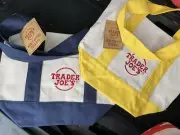 Trader Joe’s Mini Canvas Tote Bag Set Of 2-Yellow and Blue- Brand New With Tags-