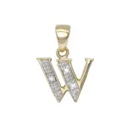 0.01ct Diamond Initial Pendant - Letter W Yellow Gold Personalized Gift