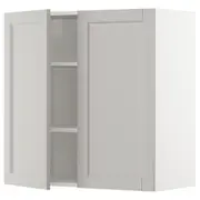 METOD wall cabinet with shelves/2 doors, white/Lerhyttan light grey, 80x37x80 cm