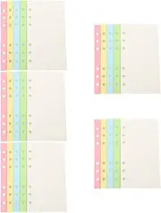 TEHAUX 5sets 6 Rings Loose Leaf Paper Binder Refill Paper A6 Planner Inserts 100sheets*5