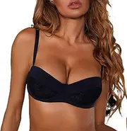 [Lpmadey] Add Two Cups Bras Brassiere for Women Push Up Padded, Deep Plunge Demi Bra Cleavage Enhancer Low Cut Underwire Bras