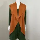Matilda Jane Size M Vest Cardigan Open Front Draped Pumpkin Orange Womens NWT