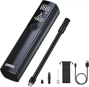 Woowind BP188 Tyre Inflator Electric Bike Pump, Portable Air Pump for Bikes, Auto Shut-Off with Presta and Schrader Valve, 120PSI and Rechargeable (Black)