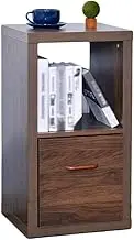 Wooden Storage Cabinet Organizer Modern Minimalist Bedroom Bedside Table with Drawers 41 * 37 * 76cm Coffee Color