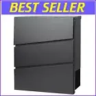 Galvanized Steel Waterproof Mailbox - Key Lock Wall Mount with Newspaper Holder