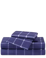 Truly Soft Tattersall Navy White Sheet Set King