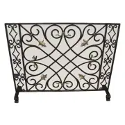 Old World Classic Iron Fireplace Screen Scroll Arrow Bronze Gold Firescreen