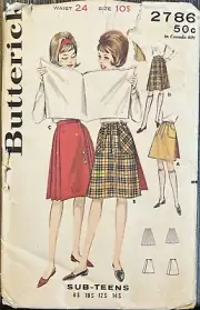 Vintage Butterick Sewing Pattern 2786 Jr. Girls Skirts Waist 24 Size 10S Uncut