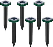 Solar Gopher Repeller, Solar Powered Mole Snake Repeller, 6X Waterproof Deterring Stakes, Repelling Device Spikes for Yard, Garden, Lawn