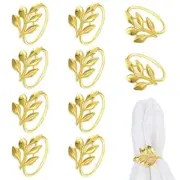 Gold Napkin Rings Set of 10 Metal Leaf Napkin Rings Holders Elegant Fall