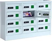 12 Slots Cell Mobile Phone Steel Locker, Cell Mobile Phone Steel Locker with Charging Station, Wall-Mounted Locking Charging Station for Bars, Libraries, Schools,Office Classroom