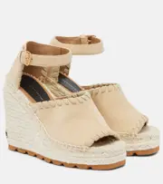[Stella McCartney] Stella McCartney Faux suede wedge espadrilles AU 6 beige