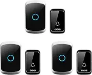 Wireless Doorbell,Doorbell Chime Kits 1000ft Range Waterproof,5 Adjustable Volume,36 Chimes with 1 Receiver Ring Doorbell for Home,Kid Room,Hearing Impaired (3 Doorbell + 3 Doorbell Receivers)