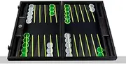 Manopoulos 19-inch Fluorescent Green UV Leatherette Backgammon Set for 2 Players, Ages 12+