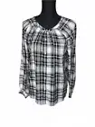Loft Women’s Black White Plaid Button Front Top Size Small
