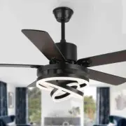 Bella Depot 52 in. LED Indoor Black Reversible Ceiling Fan+Remote+Dimmable Light