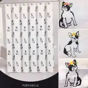 Cynthia Rowley Boston Terrier Shower Curtain Floral French Bulldog Black White