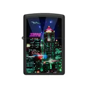 Zippo Cyber City Windproof Lighter (Matte Black)