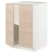 METOD base cabinet with shelves/2 doors, white/Askersund light ash effect, 60x60x80 cm