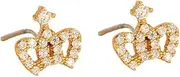 [Niaspi] 20G CZ Crown Nose Rings Studs for Women Gold Surgical Steel L-Shaped Nose Studs Ring Sparkling Nostril Piercing Jewelry 2Pcs, 20g, Copper, no gemstone