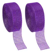 2 Roll 1.5"x20 Yard Crystal Rhinestones Mesh Ribbon Light Purple (4mm)