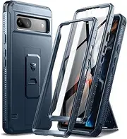 [Dexnor] Full Body Case for Google Pixel 7A 5G【Double Front Frame & Kickstand 】, Bumpershock Technology Drop Protection Rugged Phone Cover Shockproof Protective Bumper Case - Blue