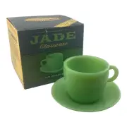 Cracker Barrel Jade Cup Saucer Jadeite Glassware Country Living Everyday BOXED