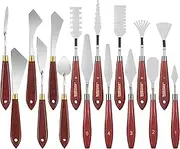 16 Pieces Painting Knife Set Stainless Steel Palette Knife Set Draw Mixing Scraper Pallet Spatula with Wooden Handle for Oil Painting Accessories Acrylic Color Mixing Supplies (Red)