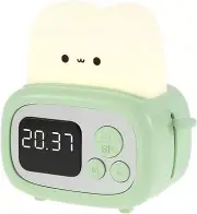 Kids Alarm Clock with Toast Night Light,Kids Digital Alarm Clock,Rechargeable Po