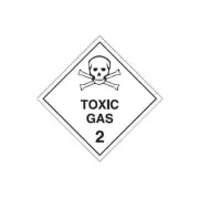Brady Dangerous Goods Label - Toxic Gas 2 200 x 200mm Self Adhesive Vinyl, 10/Pa