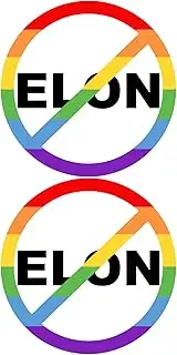 2 Pack Anti Elon Felon Round No Rainbow Magnets Gift Decoration Vinyl Coat of Arms Auto Bumper Magnet Fade Proof Waterproof Outdoor Indoor