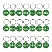 Number Tags 1-100, 100 Pcs 30mm Round Key Tags Aluminum Metal, Green