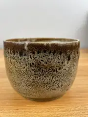 F. CARLTON BALL Vase / Bowl - NICE Brown White Frothy Glaze 4" Diameter