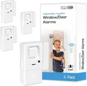 4 Pack Door Window Alarms Sensor Adjustable Volume Chime Wireless Home Security