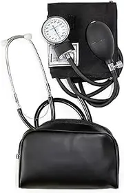 HealthSmart Manual Home Blood Pressure Monitor with Large Adult Cuff and Stethoscope, Cuff Size: 13 to 17 inches, Black