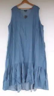 New Autograph Dress 26 Womens Midi Blue Chambray Lyocell Pockets