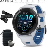 Garmin Forerunner 265 GPS Smartwatch Whitestone/Blue + Bottle & Heart Strap M-XL