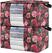 sanluoli 90L 2 Pack Underbed Shoe Storage Organizer with Reinforced Handles, clear window Storage Box For Closet