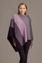 McDonald Possum Merino Ombre Womens Poncho-Plum/Lilac/Pewter