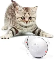 YOFUN Smart Interactive Cat Toy - Newest Version 360 Degree Self Rotating Ball, USB Rechargeable Pet Toy, Build-in Spinning Led Light, Stimulate Hunting Instinct for Your Kitty (White)