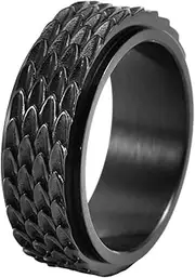 Nanafast Dragon Scale Anxiety Ring for Men Cool Stainless Steel Snake Dragon Scales Spinner Rings Fidget Ring Mens Ring Gift