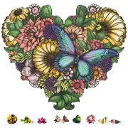 Wooden Jigsaw Puzzle for Adults by ZenChalet - 200 Pieces - Flower Heart