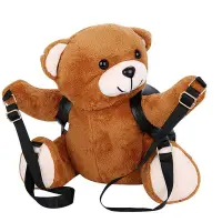 在飛比找Yahoo奇摩拍賣-7-11運費0元優惠優惠-時尚撞色女生後背包 可愛小熊造型設計親子雙肩包 大容量多功能